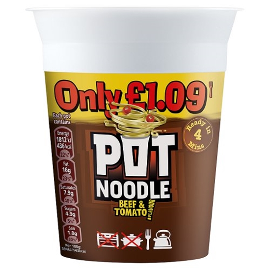 Picture of PM £1.49 POT NOODLE BEEF & TOMATO 90g x 12