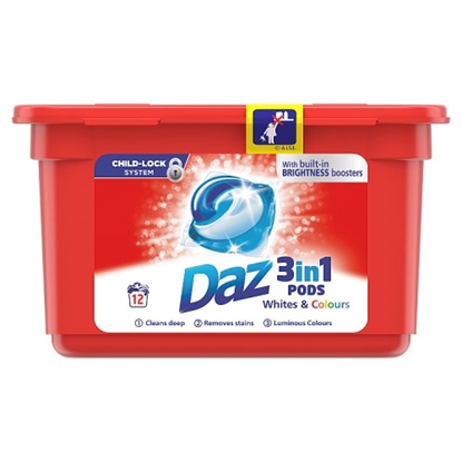 Picture of PM £3.29 DAZ PODS WHITE AND COLOUR 12 WASH X 4
