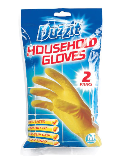 Picture of DUZZIT RUBBER GLOVES MEDIUM 2PK X 12