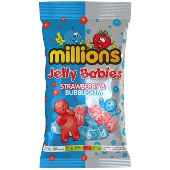 Picture of PM £1 MILLIONS JELLY BABIES STRAW/BUBBGM BAGS x 12