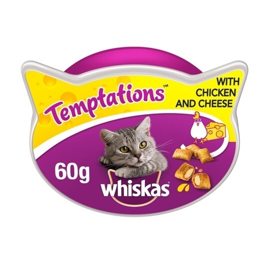 Picture of WHISKAS TEMPTATIONS CAT TREAT CHICKEN/CHEESE 60gX8