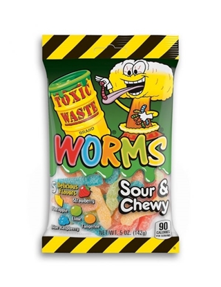 Picture of TOXIC WASTE SOUR GUMMY WORMS 143g x 12