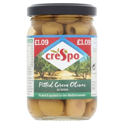 Picture of PM £1.09 CRESPO PITTED GREEN OLIVES 198g x 6