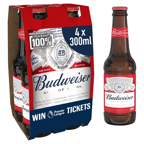 Picture of BUDWEISER BOTTLES 300ML 4PK X 6