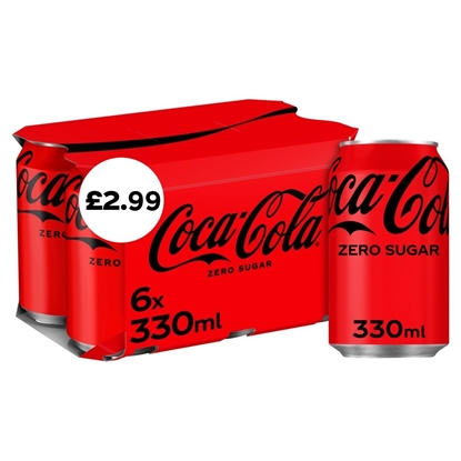 Picture of PM £3.19 COKE ZERO CANS 330ml 6PK x 4 