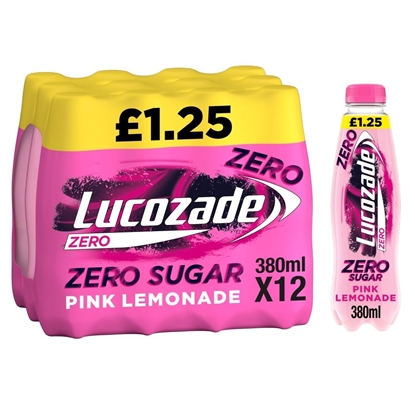 Picture of PM £1.25 LUCOZADE *ZERO* PINK LEMONADE 380ML X 12
