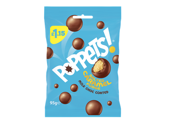 Picture of PM £1.15 POPPETS SALTED CARAMEL POUCH 95g x 10