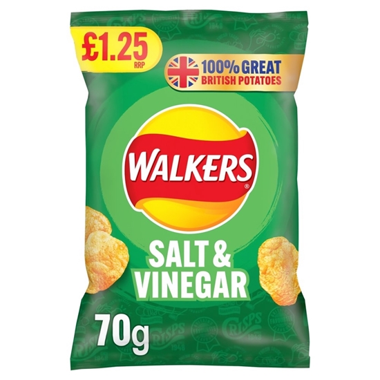 Picture of PM £1.35 WALKERS SALT & VINEGAR 70G X 18