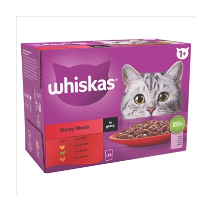 Picture of WHISKAS 1+ MEATY MEALS IN GRAVY 85g x 12 x 4