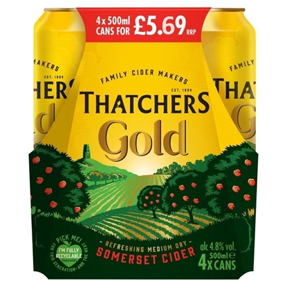 Picture of PM £5.99 THATCHERS GOLD *CANS*  500ML 4PK x 6 