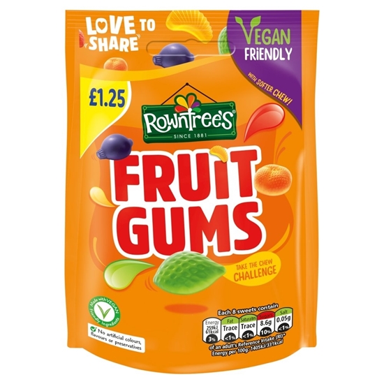 Picture of PM £1.25 FRUIT GUMS POUCH  (VEGAN) 120g x 10