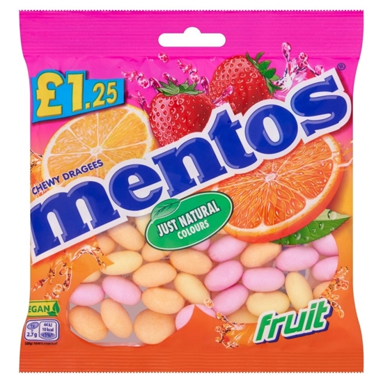 Picture of PM £1.25 MENTOS FRUIT BAG 135g x 12