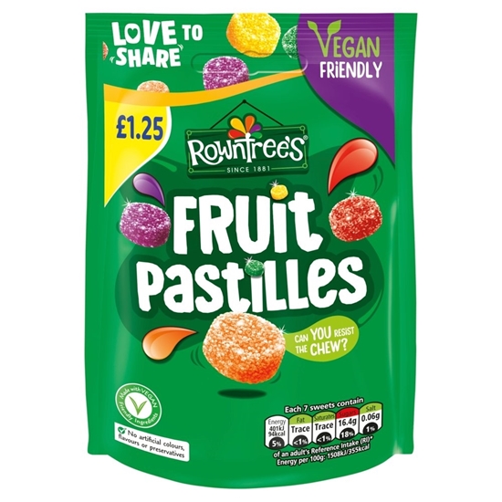 Picture of PM £1.25 ROWNTREES FRUIT PASTILLES POUCH 114g X 10