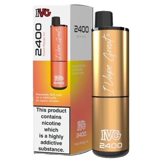 Picture of IVG 2400 PEACH MANGO ICE DISP VAPE 20mg x 5 