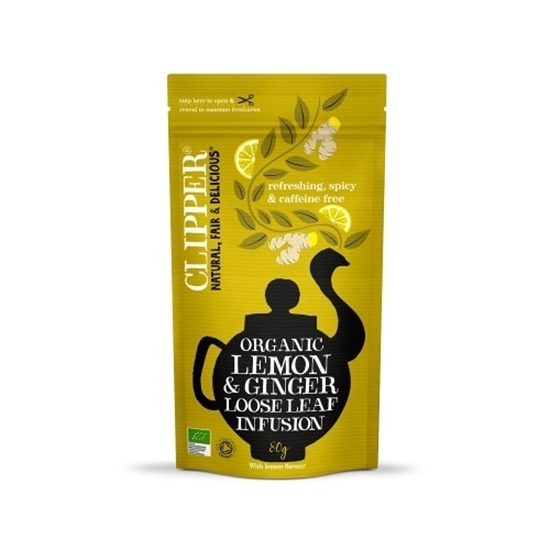 Picture of CLIPPER LEMON & GINGER LOOSE LEAF TEA 80g x 6