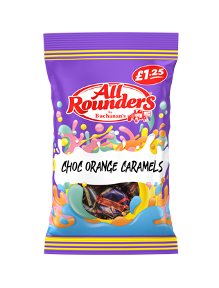 Picture of PM £1.25 ALL ROUNDERS CHOC ORANGE CARAMEL 90G X 12