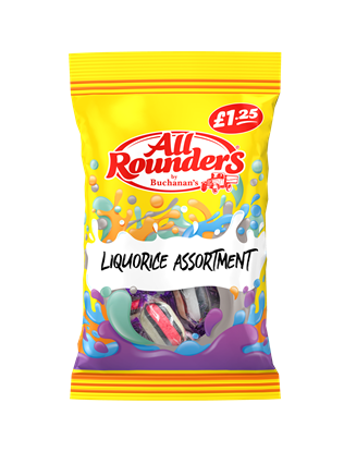 Picture of PM £1.25 ALL ROUNDERS LIQUORICE ASSORT 110G X 12