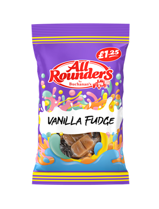 Picture of PM £1.25 ALL ROUNDERS VANILLA FUDGE  100G X 12