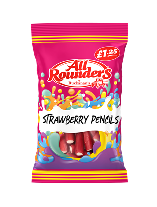 Picture of PM £1.25 ALL ROUNDERS STRAWBERRY PENCILS 110G X 12
