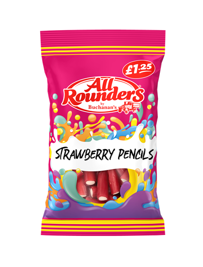 Picture of PM £1.25 ALL ROUNDERS STRAWBERRY PENCILS 110G X 12