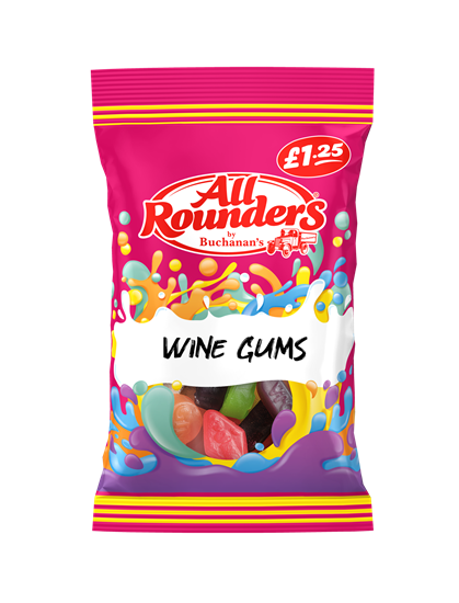 Picture of PM £1.25 ALL ROUNDERS WINE GUMS 110G X 12