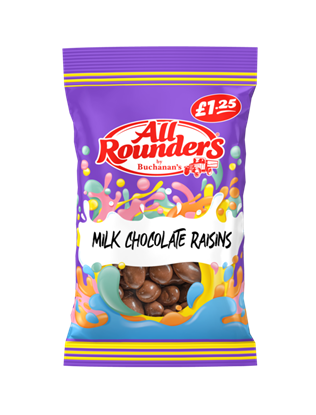 Picture of PM £1.25 ALL ROUNDERS CHOCOLATE RAISINS  90G X 12