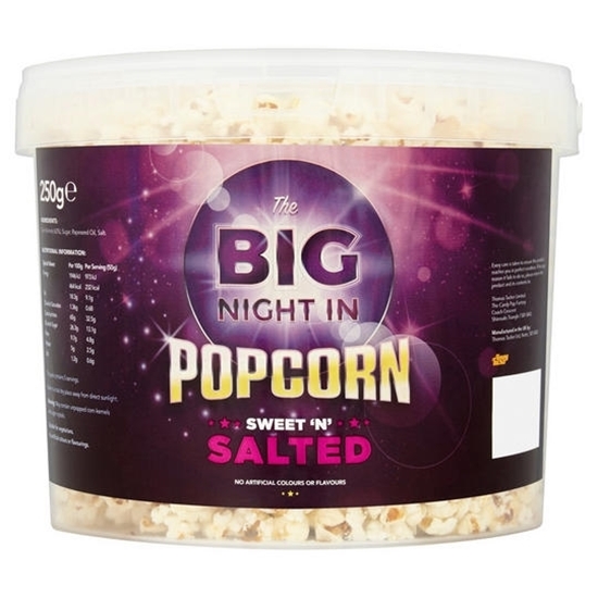 Picture of BIG NIGHT IN SWEET & SALTED POPCORN TUB 250G X 6