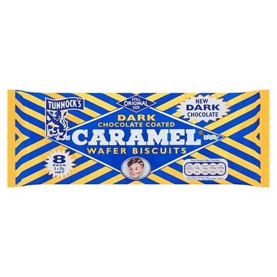 Picture of TUNNOCKS DARK CHOCOLATE CARAMEL WAFERS 8PK X 20