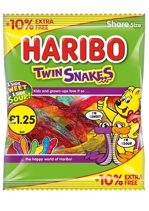 Picture of PM £1.25 HARIBO TWIN SNAKES 140g +10% x 12 