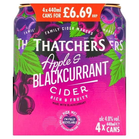 Picture of PM £6.69 THATCHERS APPLE & BLACK 440ML 4PK X 6 