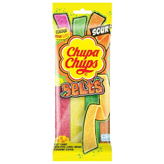 Picture of CHUPA CHUPS MIXED FLAVOUR SOUR BELTS 90G X 18