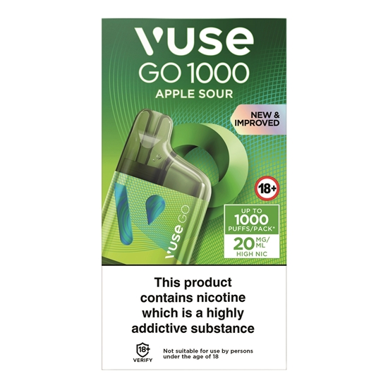 Picture of VUSE GO 1000 APPLE SOUR *BOX* 20mg x 10   