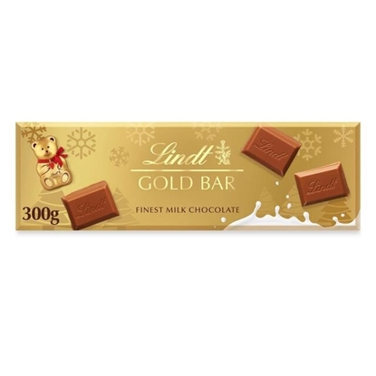 Picture of LINDT XMAS GOLD BAR MILK 300g X 11