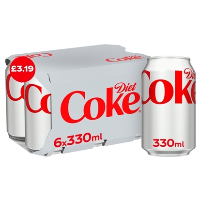 Picture of PM £3.19 DIET COKE CANS 330ml 6PK x 4 