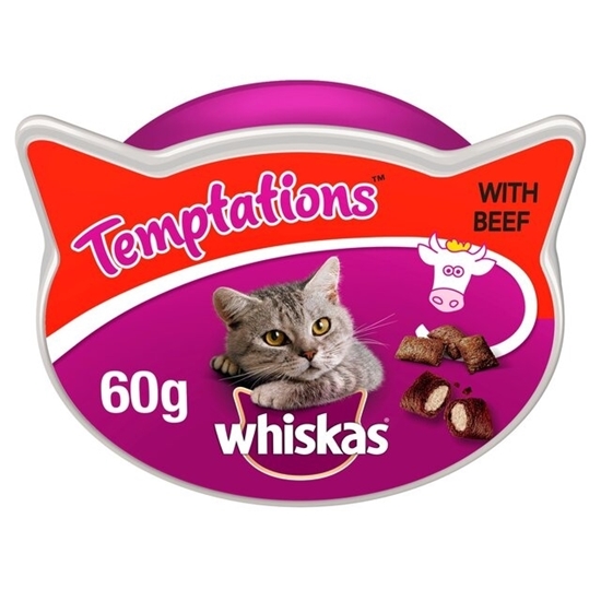 Picture of WHISKAS TEMPTATIONS CAT TREAT BEEF 60g X 8