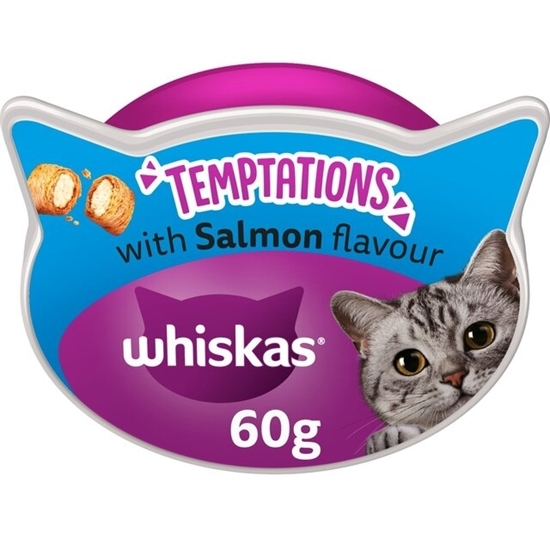 Picture of WHISKAS TEMPTATIONS CAT TREAT SALMON 60g X 8