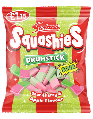 Picture of PM £1.15 SWIZZELS SQUASHIES *SOUR* DRUMST 120g x12