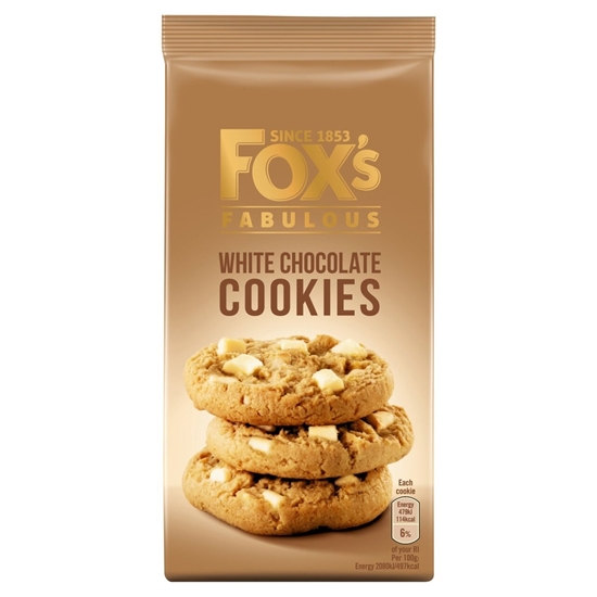 Picture of PM £2.20 FOXS FAB WHITE CHOCOLATE COOKIES 175G X 8