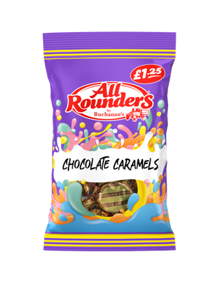 Picture of PM £1.25 ALL ROUNDERS CHOCOLATE CARAMELS  90G X 12