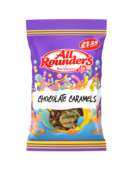 Picture of PM £1.25 ALL ROUNDERS CHOCOLATE CARAMELS  90G X 12