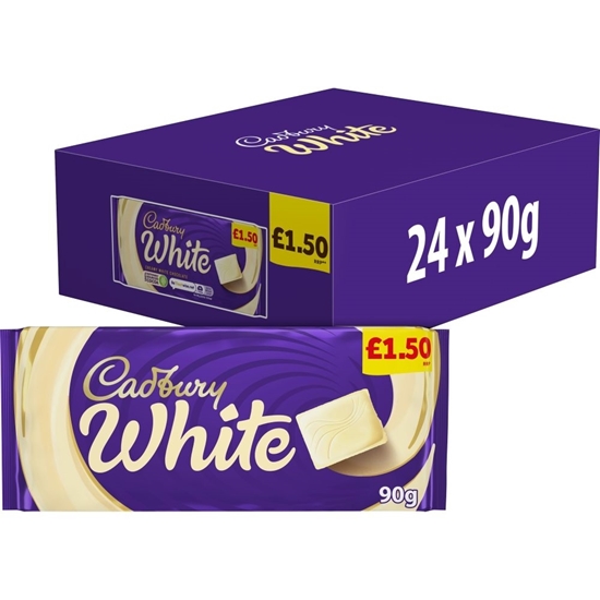 Picture of PM £1.50 CADBURY WHITE CHOC 90g x24