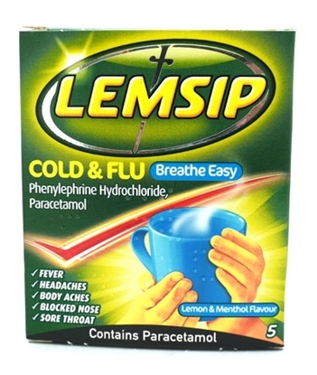 Picture of LEMSIP *COLD+FLU* LEMON AND MENTHOL SACHETS 5s x 6