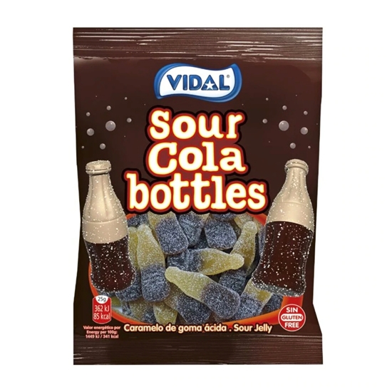 Picture of VIDAL SOUR COLA BOTTLES *BAGS* 90g x 14