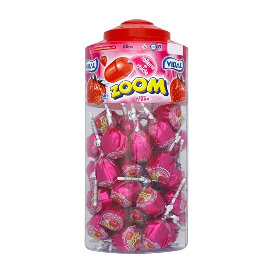 Picture of VIDAL ZOOM STRAWBERRY BUBBLEGUM LOLLIES X 50