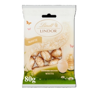 Picture of LINDT LINDOR MINI EGGS WHITE 80G X 16