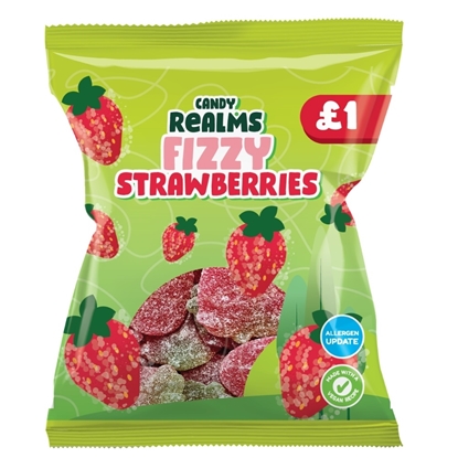 Picture of PM £1 CANDY REALMS FIZZY STRAWBERRIES BAG 160G x12