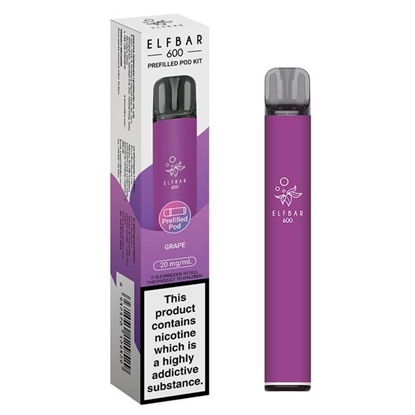 Picture of ELFBAR 600 POD KIT GRAPE 20MG X 10