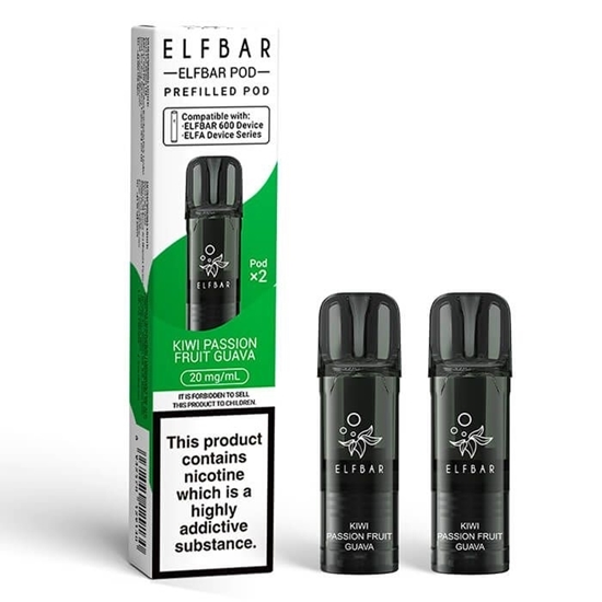 Picture of ELFBAR 600 POD KIWI P/FRUIT GUAVA 20MG 2PK X 10