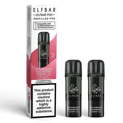 Picture of ELFBAR 600 POD STRAWB RASP CHERRY ICE 20MG 2PK x10
