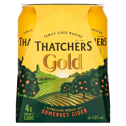 Picture of PM £5.99 THATCHERS GOLD *CANS*  500ML 4PK x 6 